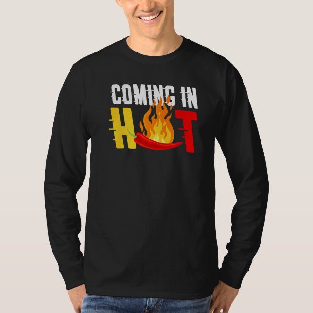 Kommer i Hett, flagar Pepper Pun för mat T Shirt (Framsida)