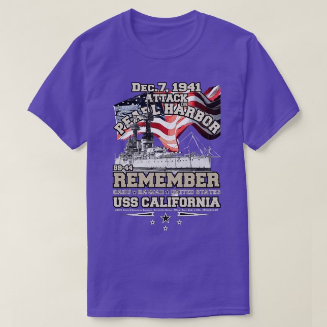 KOMMER IHÅG PEARL HARBOR B44 USS CALIFORNIA 1941 T SHIRT (Design framsida)