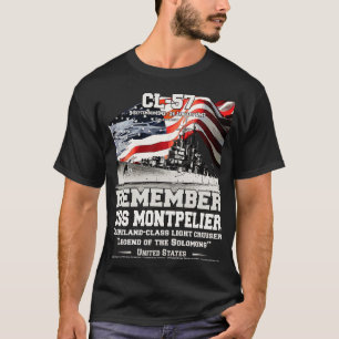 KOMMER IHÅG USS Montpelier CL57 Light Cruiser Vete T Shirt