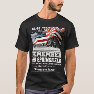 KOMMER IHÅG USS Springfield CL66 US Navy Veterans T Shirt