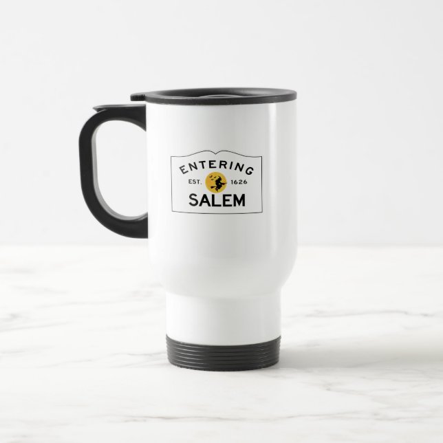 Kommer in på Salem Road-skylt - Salem, Massachuset Resemugg (Vänster)
