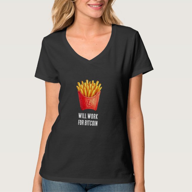 Kommer jobba för Bitcoin (Svart) T Shirt (Framsida)