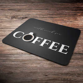 Kommer jobba för kaffe, svart musmatta