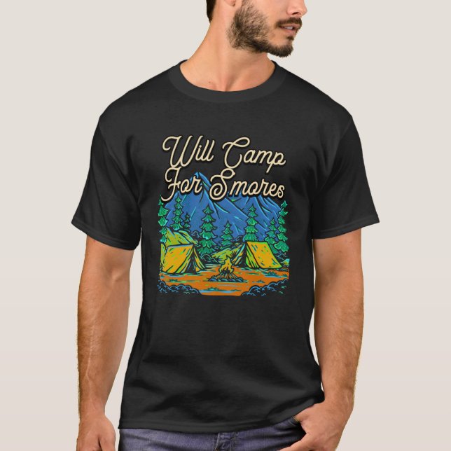 Kommer läger för rökning och camping Camper Humor- T Shirt (Framsida)