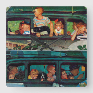 Kommer och går av Norman Rockwell Fyrkantig Klocka