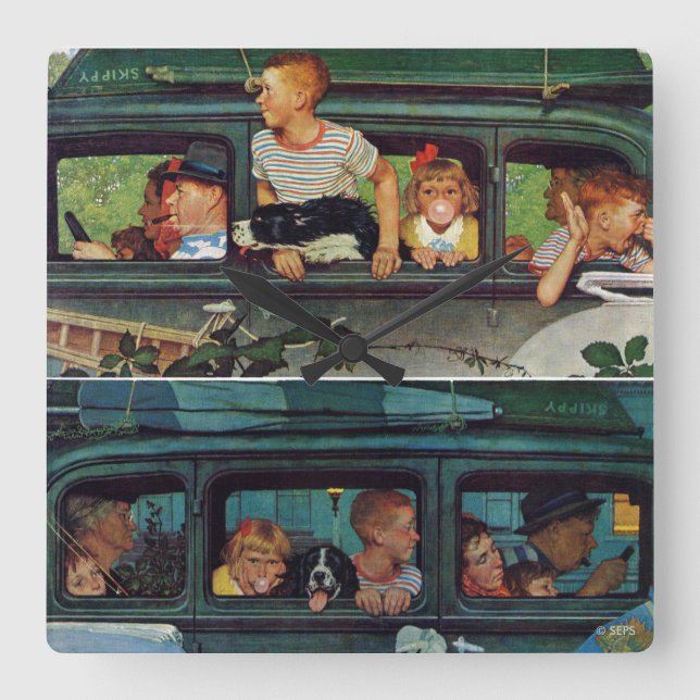 Kommer och går av Norman Rockwell Fyrkantig Klocka (Framsida)