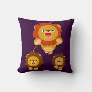 "Kommer!" Pillow för tre Cute Tecknad Lejon Kudde