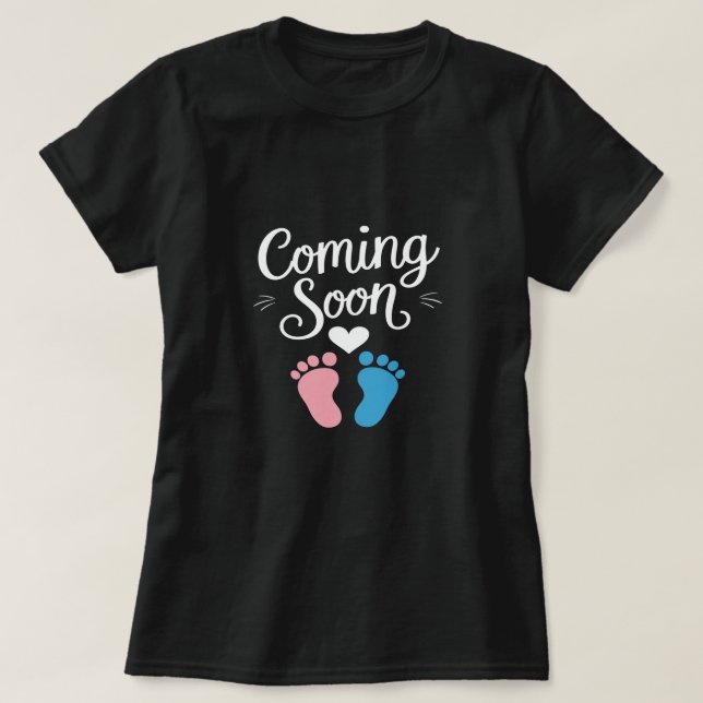 Kommer snart Baby-meddelande T-Shirt (Design framsida)
