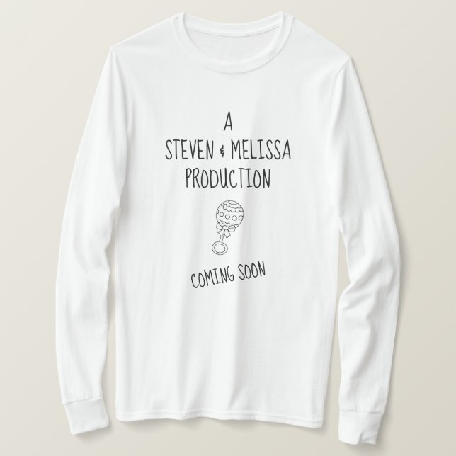 Kommer snart Baby Moderskap Långärmad T-Shirt (Design framsida)