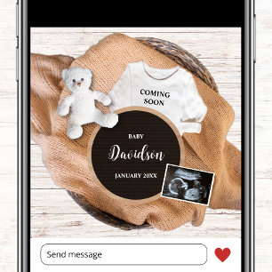 Kommer snart, Gravid för cute-foto Meddelande