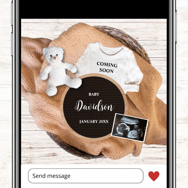 Kommer snart, Gravid för cute-foto Meddelande (coming soon cute photo pregnancy announcement card due date sonogram ultrasound photo)