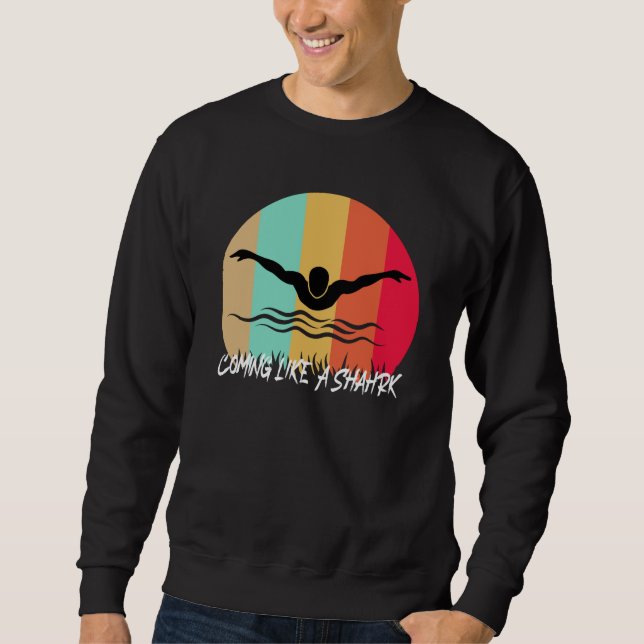 Kommer som en Shark - Snabb simmer Lång Ärmad Tröja (Framsida)