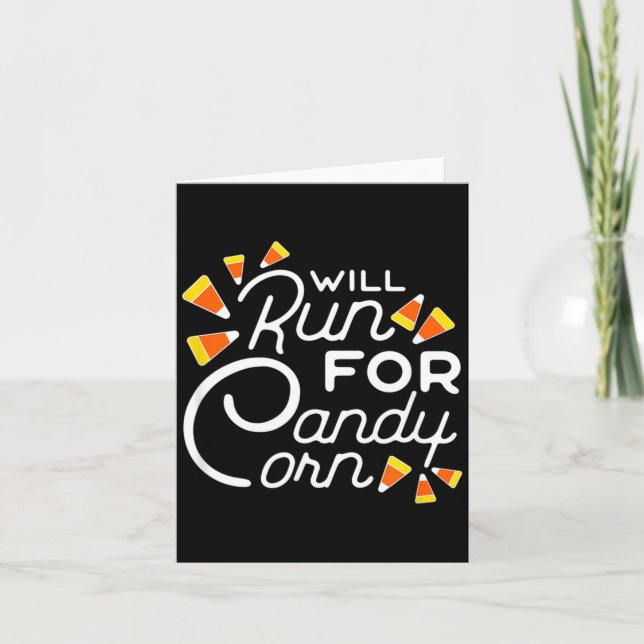 Kommer Springa För Candy Corn Maraton Halloween Ro Kort (Framsida)