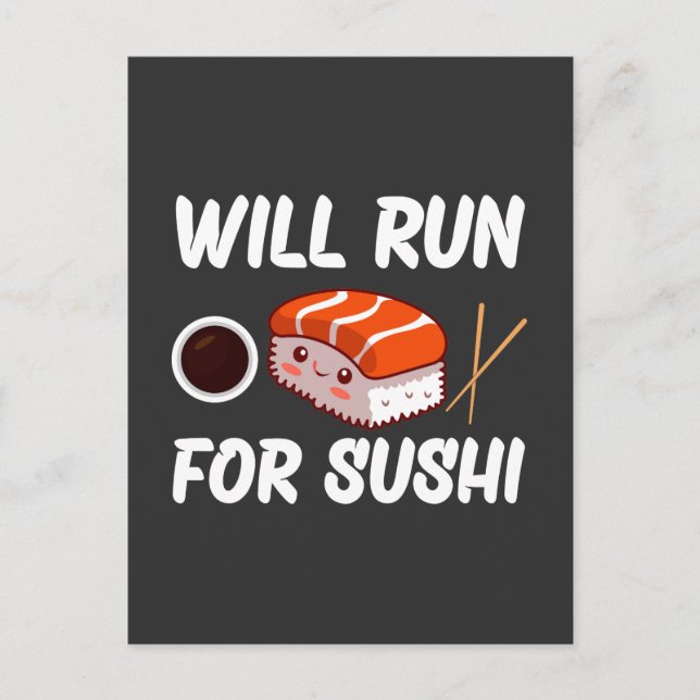 kommer springa för sushi älskare vykort (Framsida)