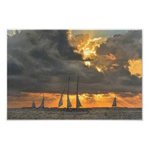 Kommer Storm vid Sunset i Nyckel Väster, Florida P Fototryck
