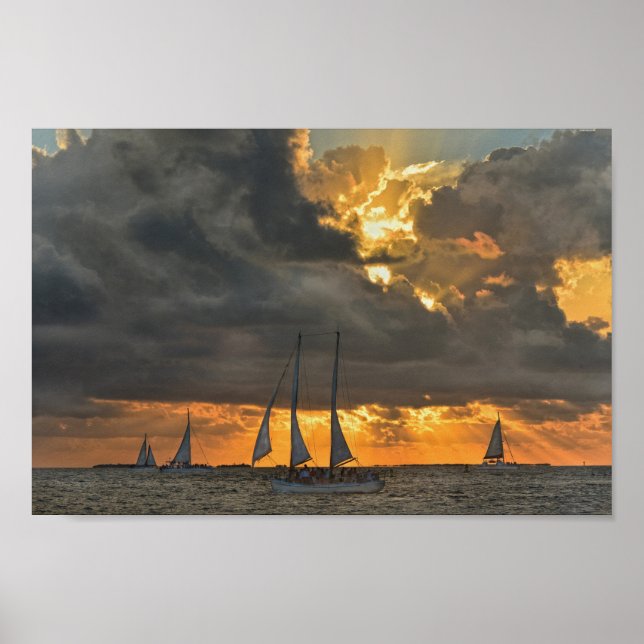 Kommer Storm vid Sunset i Nyckel Väster, Florida Poster (Framsidan)