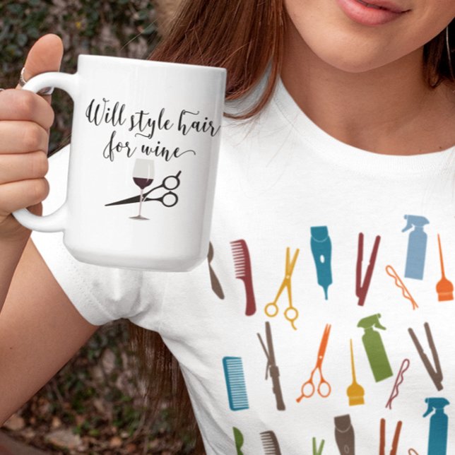 Kommer Styla Hår För Vin Roligt Stylist Present Kaffemugg (Skapare uppladdad)