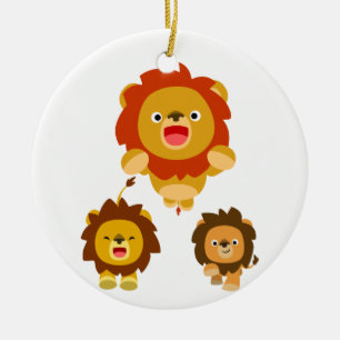 "Kommer!" Tre Cute Tecknad Lejon Ornament