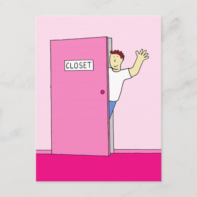 Kommer ut Grattisar för honom Vykort (Framsida)