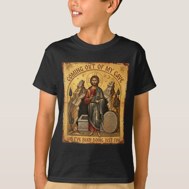 Kommer Ut Ur Grott Tröja Jesus Kristendomen (Framsida)