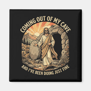 Kommer Ut Ur Grott Tröja Jesus Kristendomen Magnet
