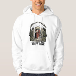 Kommer ut ur min grotta Vintage religiöst roligt t Hoodie
