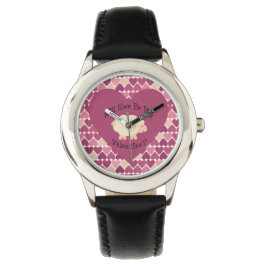 Kommer vi att bli min Valentine? Hjärtbakgrund Armbandsur