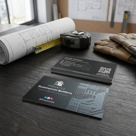 Kommersiella byggnadsentreprenörer | Mörk minimali Visitkort