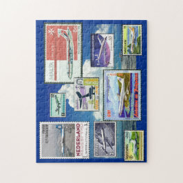 Kommersiella flygplan Postage Frimärke Puzzle Pussel