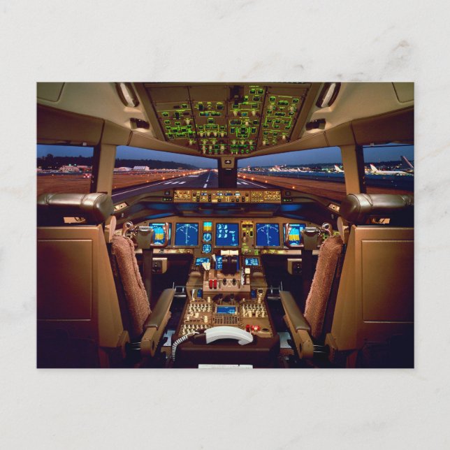 Kommersiella Jet-flygplan, cockpit Insida Vykort (Framsida)