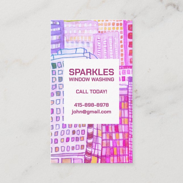 Kommersiellt Städning fönster Tvättande vattenfärg Visitkort (Framsida)