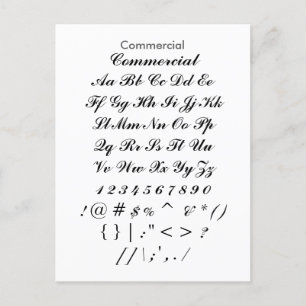 Kommersiellt - Zazzle Font Sampler Lakan Vykort