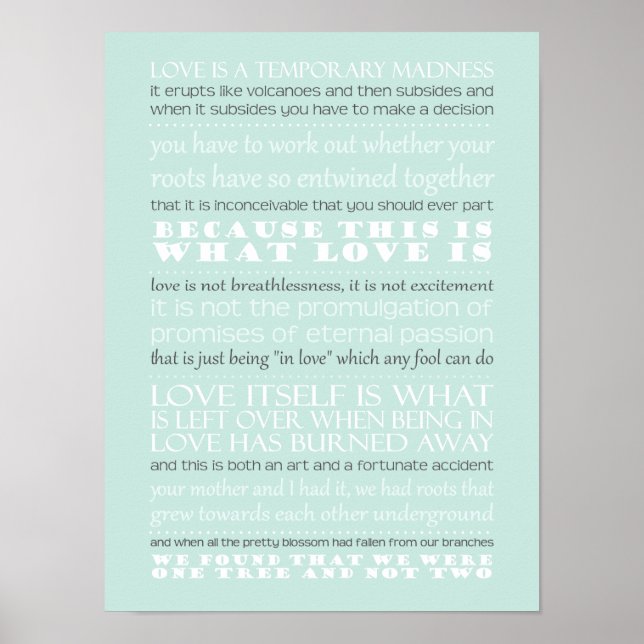 Kommissarie Corellis Mandolin Quote Poster (Framsidan)