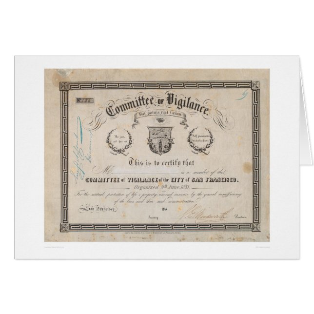 Kommitté av Vigilance, San Francisco (2539A) Hälsningskort (Framsidan Horizontal)