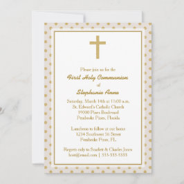 Kommitté Beige med Guld Polka dots Inbjudningar