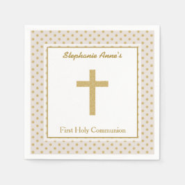 Kommitté Beige med Guld Polka dots Pappersservett