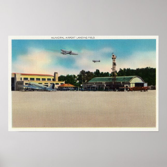 Kommunal Airport Landing Fält Scene Poster (Framsidan)