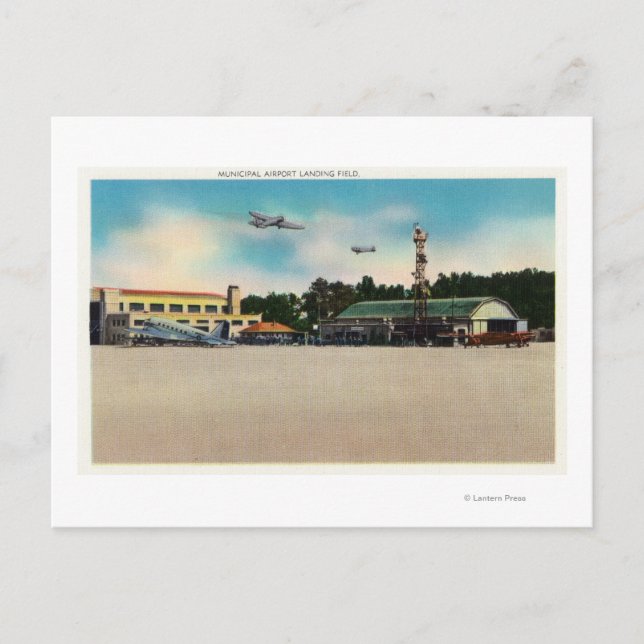 Kommunal Airport Landing Fält Scene Vykort (Framsida)