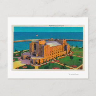 Kommunal Auditorium vid Long Beach, Kalifornien Vykort