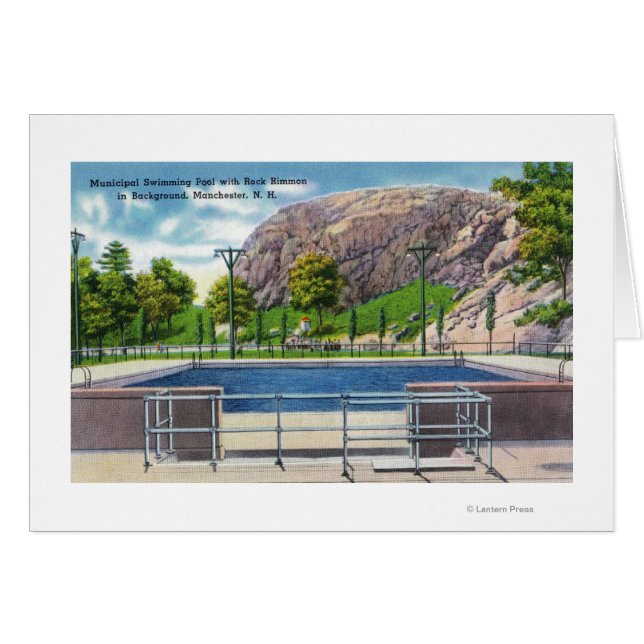 Kommunal Bassäng View of Sten Rimmon Hälsningskort (Framsidan Horizontal)