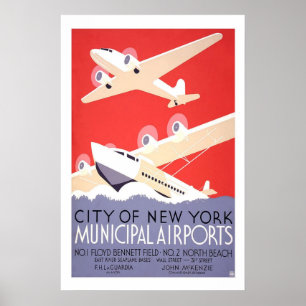 Kommunala flygplatser New York USA Vintage resor Poster