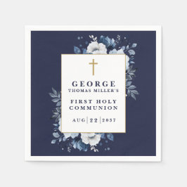 Kommuniation för första Heligan av Navy Blue Boho- Pappersservett