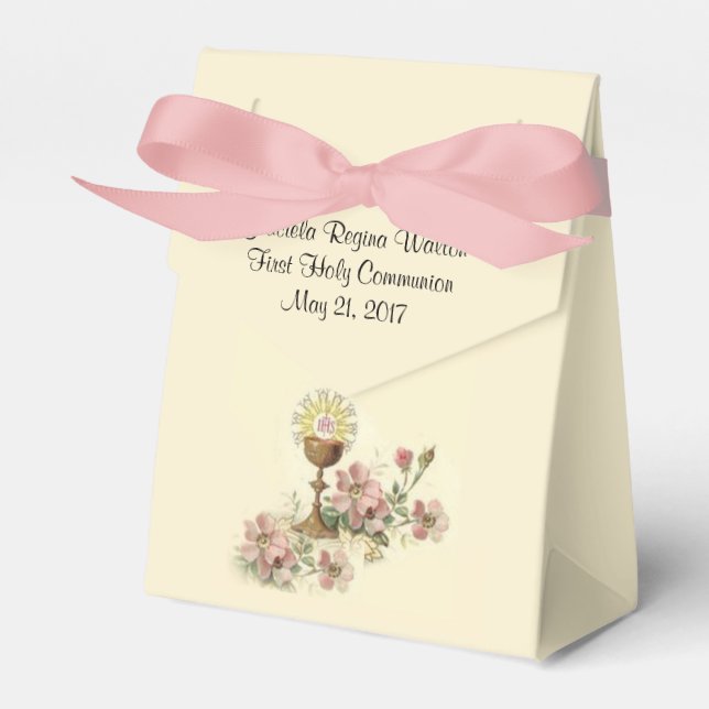 Kommunice Chalice Host Rosa Flowers första Heligan Presentaskar (Framsidan Sidan)