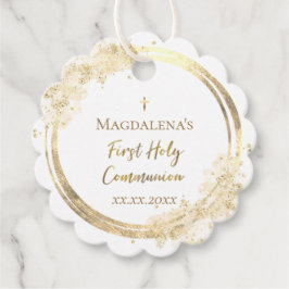 Kommuniformer för första Heligan faux glitter-favo Gåvor Etiketter