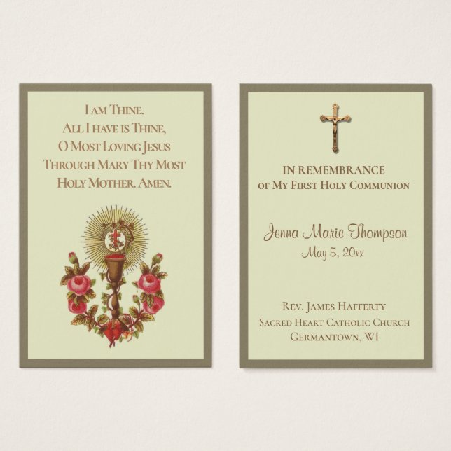 Kommuniformer för påminnelse om Heliga Card Chalic Visitkort (Framsida & baksida)