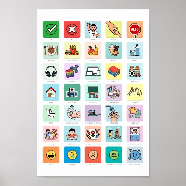 Kommunikation 04 från spanska Autism AAC PECS-peka Poster (Framsidan)