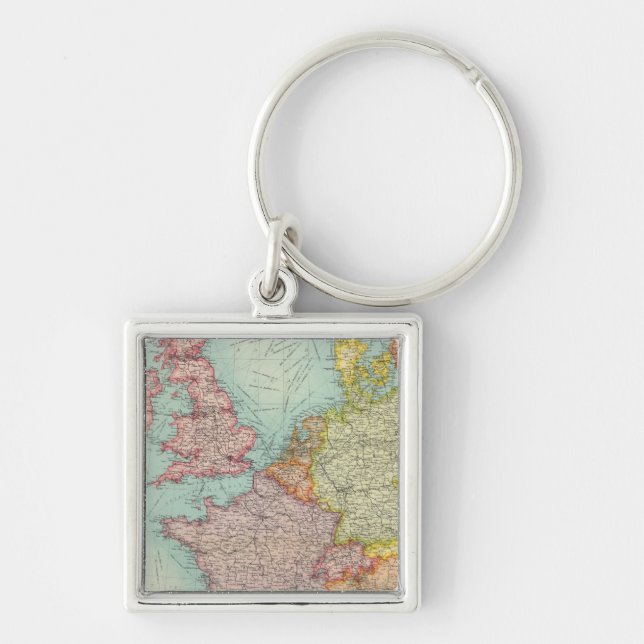 Kommunikation Westernare Europa Fyrkantig Silverfärgad Nyckelring (Framsidan)