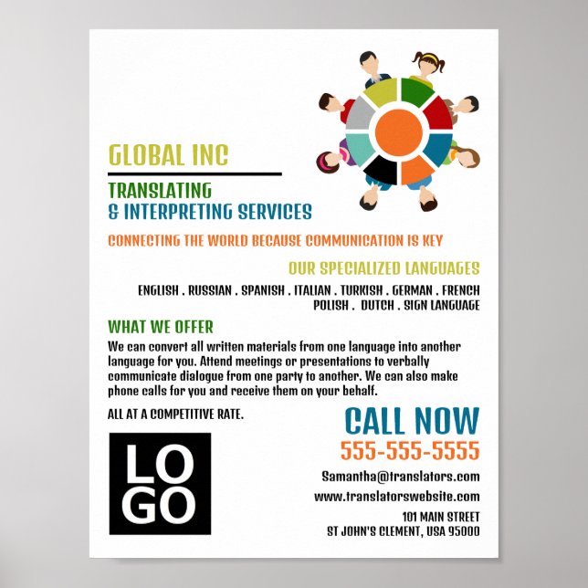 Kommunikationshjul, översättare och tolk poster (Framsidan)