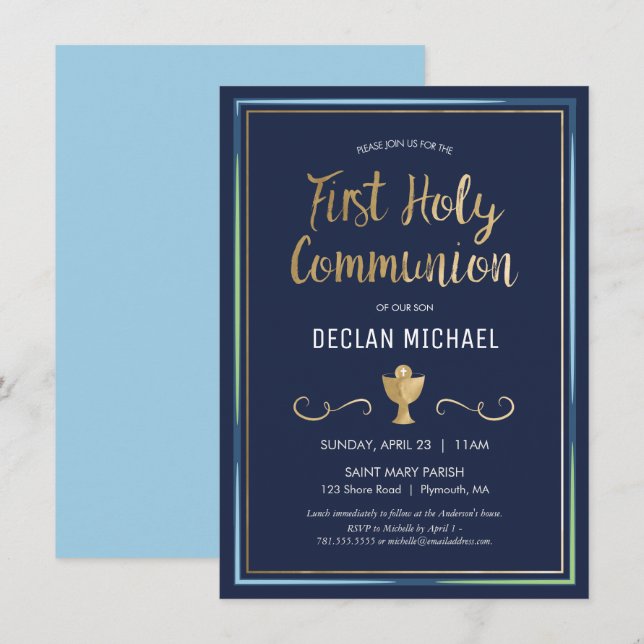 Kommunikationsinbjudan i första Heligan - Elegant, Inbjudningar (Fram/baksida)