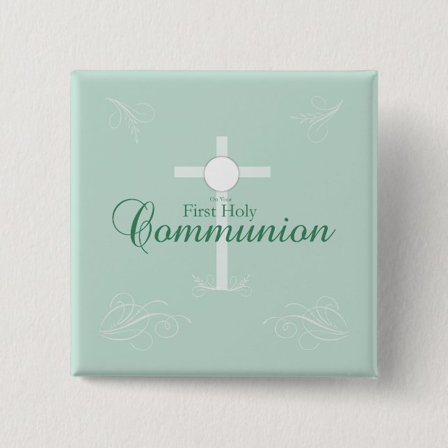 Kommunion för första Heligan, skript i mjuk Grönt Knapp (Framsida)